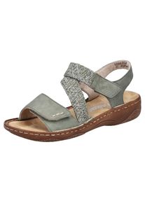 Rieker, Unisex, Sandale Sommerschuh, Riemchensandale, Sandalette mit Klettverschl&uuml;sse, schilfgr&uuml;n, 40, Sandale mit geflochtenem Ristriemchen