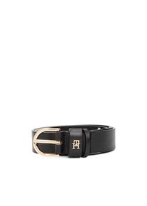 Tommy Hilfiger, Unisex, Lederg&uuml;rtel &raquo;ESSENTIAL EFFORTLESS 2.5 cm breit GOLD&laquo; Logoemblem, weiche Haptik, ovale Einfachdornschliesse, schwarz, 80, 