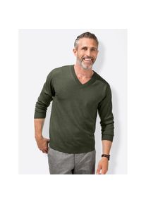 Marco Donati, Herren, V-Ausschnitt-Pullover &raquo;V-Pullover&laquo;, khaki, 48, Schurwolle (Merino)