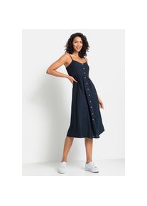 Lascana, Unisex, Lascana Sommerkleid aus Leinenmix mit Baumwolle, Midikleid, Strandkleid, marine, 36, N-Gr, Angesagte Midil&auml;nge