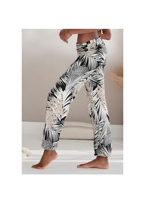 Buffalo, Unisex, Haremshose mit gerafftem Umschlagbund, schwarz bl&auml;tterdruck, 44/46, N-Gr, Mit komfortablem gerafftem Umschlagbund