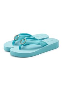 Lascana, Unisex, Lascana Badezehentrenner &raquo;Sandale, Pantolette,&laquo; Zehentrenner, Badeschuh mit Ringapplikation "Italy" VEGAN, t&uuml;rkis, 43, Weicher und 