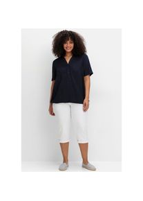 sheego, Unisex, Longbluse, tiefblau, 44, offener Hemdkragen