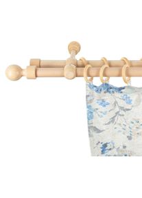 SN DECO GROUP, SN DECO GROUP Gardinenstange &raquo;Giro&laquo; 2 l&auml;ufig-l&auml;ufig Fixmass 28 mm, Holz, verschiedene L&auml;ngen und Farben, Komplettset, naturfarben, 
