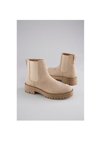 Aniston Shoes, Unisex, Aniston SHOES Chelseaboots , Stiefelette, Blockabsatz, mit breitem Stretch - NEUE KOLLEKTION, beige, 36, Klassischer Boots mit 