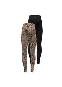 Only Maternity, Unisex, Only Maternity Umstandsleggings &raquo;OLMLOVELY NEW LEGGING 2PCK AOP JRS NOOS&laquo;, schwarz pack:schwarz aop leopard, S (36), N-Gr, 2-