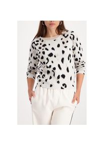 monari, Unisex, Rundhalspullover &raquo;Pullover Leo Jacquard&laquo; Regular fit mit doppeltem Rundhalsausschnitt, off, wei&szlig; gem, 36, Stylischer Pullover von 