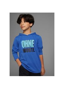 Kidsworld, Herren, Kidsworld Kapuzenshirt &raquo;OHNE Worte!&laquo;, cooler Spruch, royalblau, 152/158, Spr&uuml;cheshirt: OHNE Worte!