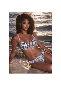 Buffalo, Unisex, B&uuml;gel-Bikini-Top &raquo;Gioletta&laquo; mit modischen Kontrasttr&auml;gern, schwarz, wei&szlig;, 36, Cup E, Grafisches Design