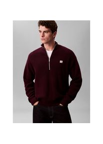 Calvin Klein Jeans, Herren, Strickpullover Troyerkragen mit Reissverschluss, Regular Fit, passion plum, M, Pullover von Calvin Klein Jeans Menswear