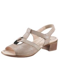 Ara, Unisex, Sandalette &raquo;LUGANO&laquo; , Sommerschuh, Sandale, Blockabsatz, mit Gummizug und Klettverschluss, sand, 4 (37), Mit modischer Schmuckapplikation