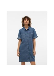 V&eacute;ro Moda Vero Moda, Unisex, Jeanskleid &raquo;VMJENNIE SS SHORT DENIM DRESS NOOS&laquo; Brusttaschen, medium blau denim, M, N-Gr, Modisches Jeanskleid mit pflegeleichter 