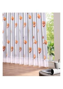 Weckbrodt-Gardinen Weckbrodt, Gardine &raquo;Calla&laquo; Smokband 1 Stk. tlg. Voile, bedruckt, floral, gebl&uuml;mt, halbtransparent, Beschwerungsband, wei&szlig;, terra, Polyester