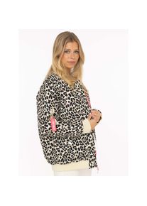 Zwillingsherz, Unisex, Bomberjacke &raquo;"Wild Heart"&laquo; ohne Kapuze Leomuster, verdeckter Reissverschluss, beige, M, Mit pinken Details