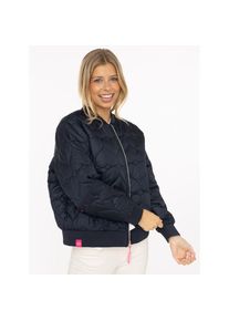 Zwillingsherz, Unisex, Bomberjacke &raquo;"Be Happy"&laquo; ohne Kapuze modisch, Kontrastdetails, regular fit, lang&auml;rmelig, mit Herzsticker, marine, M, Modische 