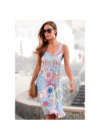 Vivance, Unisex, Jerseykleid mit Alloverdruck und V-Ausschnitt, farbenfrohes Sommerkleid, bunt, bedruckt, 36, N-Gr, Tiefer V-Ausschnitt