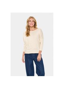 Saint Tropez, Unisex, Rundhalspullover &raquo;A2561, MilaSZ R-Neck&laquo; Viskosemischung, Casual fit, braun rice melange, XXL, Casual Pullover von Saint Tropez