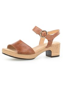 Gabor, Unisex, Sandalette &raquo;KRETA&laquo; , Blockabsatz, Sommerschuh, Sandale mit Zierschnalle, Weite G (weit), camelfarben, 42, Sandalette in Schuhweite G (=