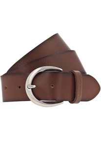 Tamaris, Unisex, Lederg&uuml;rtel mit Logoschriftzug auf der G&uuml;rtelschlaufe, Basic-Style, braun, 80, Modischer Unisexg&uuml;rtel von Tamaris