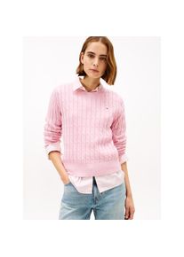 Tommy Hilfiger, Unisex, Rundhalspullover &raquo;CO CABLE MID GG C-NK LS SWT&laquo; mit Zopfmuster, pink, XXL (44), Strickpullover von Tommy Hilfiger Womanswear