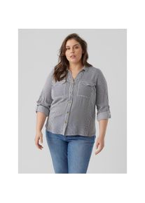 Vero Moda Curve, Unisex, Hemdbluse &raquo;VMBUMPY L/S SHIRT NEW CURVE GA NOOS&laquo;, snow wei&szlig; stripes:india ink, 48, Bluse von Vero Moda Curve