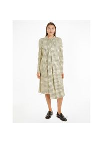 Tommy Hilfiger, Unisex, Blusenkleid &raquo;FOULARD DRAPED MIDI DRESS&laquo; mit Markenlabel, heritage foulard, lemon zest, 42, N-Gr, Lockere Passform: umspielt 