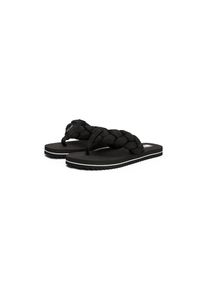 Tommy Jeans, Unisex, Zehentrenner &raquo;BRAIDED THONG BEACH SANDAL&laquo; , Dianette, Sommerschuh mit geflochtener, wattierter Bandage, schwarz, 37, Zehentrenner