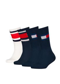 Tommy Hilfiger, Herren, Socken &raquo;TH KIDS SOCK 4P FLAG & SPORT STRIPE ECOM&laquo; 4 Paar, mit verst&auml;rkten Fersenbereichen, navy, 27-30, Kindersocken von Tommy