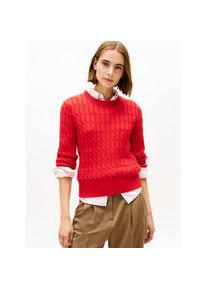 Tommy Hilfiger, Unisex, Rundhalspullover &raquo;CO CABLE MID GG C-NK LS SWT&laquo; mit Zopfmuster, primary rot, XL (42), Strickpullover von Tommy Hilfiger 