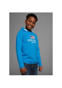 Delmao, Unisex, DELMAO Kapuzenshirt &raquo;f&uuml;r Unisex&laquo; Langarm, Basic-Passform, bedruckt, aus Baumwolle, t&uuml;rkis, 128/134, Langarm f&uuml;r zus&auml;tzlichen Komfort 