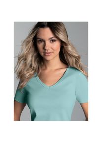 TRIGEMA, Unisex, T-Shirt &raquo;TRIGEMA V-Shirt aus Baumwolle/Elastan&laquo; 1 Stk., gletscher, XXL, 95% Baumwolle, 5% Elasthan