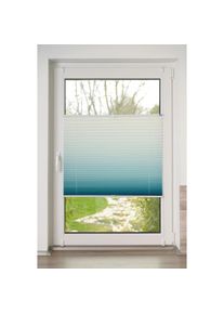 K-home, K-home Plissee &raquo;Farbverlauf Sunrise&laquo; Lichtschutz ohne Bohren verspannt, petrol, wei&szlig;, Obermaterial: 100% Polyester