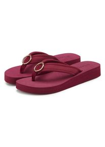 Lascana, Unisex, Lascana Badezehentrenner &raquo;Sandale, Pantolette,&laquo; Zehentrenner, Badeschuh mit Ringapplikation "Italy" VEGAN, bordeaux, 44, Weicher und 
