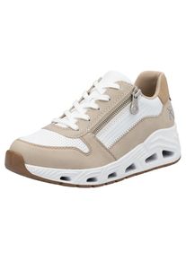 Rieker Sport, Unisex, RIEKER Sport Keilsneaker Schn&uuml;rschuh, Halbschuh, Freizeitsneaker mit Reissverschluss, wei&szlig;, hellbeige, 40, Sneaker mit cooler 