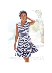 Lascana, Unisex, Lascana Sommerkleid mit Streifenprint, Wickelkleid, tailliertes Minikleid, casual-chic, marine, wei&szlig;, gestreift, 46, N-Gr, Kurzes 