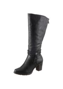 Rieker, Unisex, Stiefel , Langschaftstiefel, mit Zierb&auml;nder, XL-Schaft, schwarz, 38, XL-Schaft, Mit variablen XL-Schaft