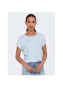 Only, Unisex, Only Kurzarmshirt &raquo;ONLMOSTER STRIPE S/S O-NECK TOP JRS NOOS&laquo; gestreift, l&auml;ssig geschnitten, Jersey, Rundhals, Viskosemischung, clear sky