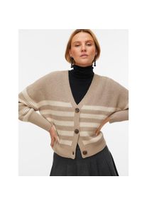 V&eacute;ro Moda Vero Moda, Unisex, Strickjacke &raquo;VMLEA LS V-NECK CUFF CARDIGAN NOOS&laquo; Rippstrick, moon rock stripes:with silber lining stripes, XL, Cardigan von Vero 