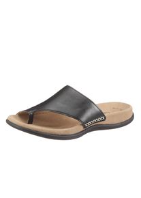 Gabor, Unisex, Zehentrenner , Keilabsatz, Sommerschuh, Dianette mit kontrastfarbiger Stickerei, schwarz, 38, Dianette mit Gabor Best Fitting
