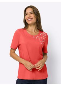 WITT Damen Freizeitshirt mit Glanz-Druck, hummer, Gr&ouml;&szlig;e 48, 100% Baumwolle