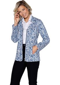 Damen Sweatblazer in Boucl&eacute;-Optik eisblau-marine-gemustert