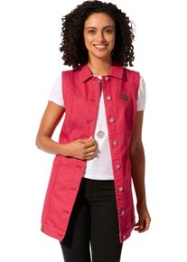 Damen Jeansweste in Longform erdbeere