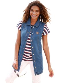 Damen Jeansweste in Longform erdbeere