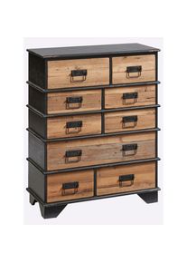 HEINE HOME, HEINE HOME Kommode, schwarz, natur, Spanplatte, B/H/T: 72,5 cm x 90,5 cm x 31,5 cm