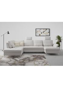 Home Affaire, Home Affaire Wohnlandschaft &raquo;Palm Beach U-Form&laquo; Federkern, mit Sitztiefenverstellung, wahlweise mit Bettfunktion, silber, 98%Polyester, 