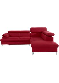 COTTA, COTTA Polstergarnitur &raquo;Caluso L-Form&laquo; Set bestehend aus: Ecksofa mit Kopfteilverstellung & Hocker, rot,, B/H/T: 256 cm