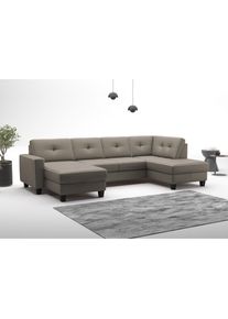 Home Affaire, Home Affaire Wohnlandschaft &raquo;Varese&laquo; wahlweise mit Bettfunktion und Bettkasten, delphine, B/H/T: 304 cm x 91 cm x 170 cm