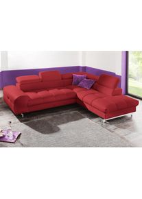 COTTA, COTTA Polstergarnitur &raquo;Chef L-Form&laquo; Set, Set bestehend aus: Ecksofa mit Kopfteilverstellung & Hocker, rot,, B/H/T: 262 cm