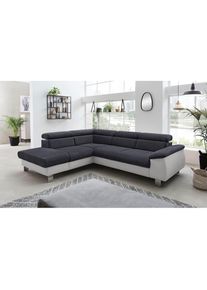 COTTA, COTTA Polstergarnitur &raquo;Komaris L-Form, B: 249 bzw. 100 cm (Set: Ecksofa & Hocker)&laquo; Set, mit Kopfteilverstellung, optional Bettfunktion, 