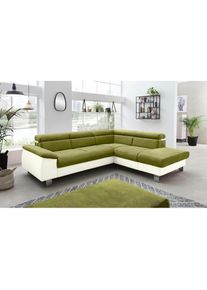 COTTA, COTTA Polstergarnitur &raquo;Komaris L-Form, B: 249 bzw. 100 cm (Set: Ecksofa & Hocker)&laquo; Set, mit Kopfteilverstellung, optional Bettfunktion, 